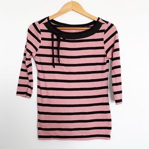 LOFT Pink and Black striped top